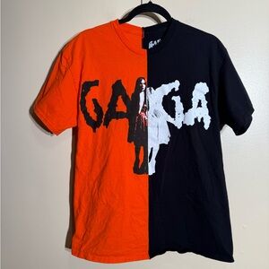 Lady Gaga Mayhem Tour Orange/Black Split T-Shirt Size large